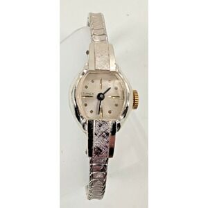Vintage Timex Womens Mechanical Wind Watch Silver Tone Speidel Expansion Band